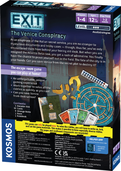 Back of EXIT The Venice Conspiracy English box