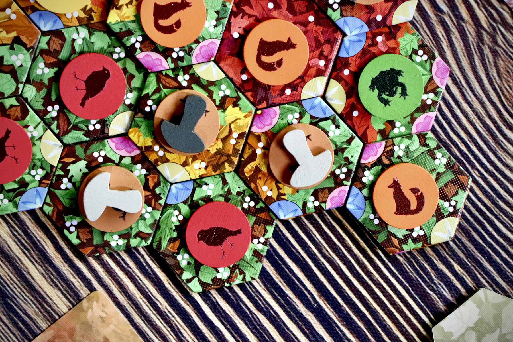 Fall board game woodland tableau in play