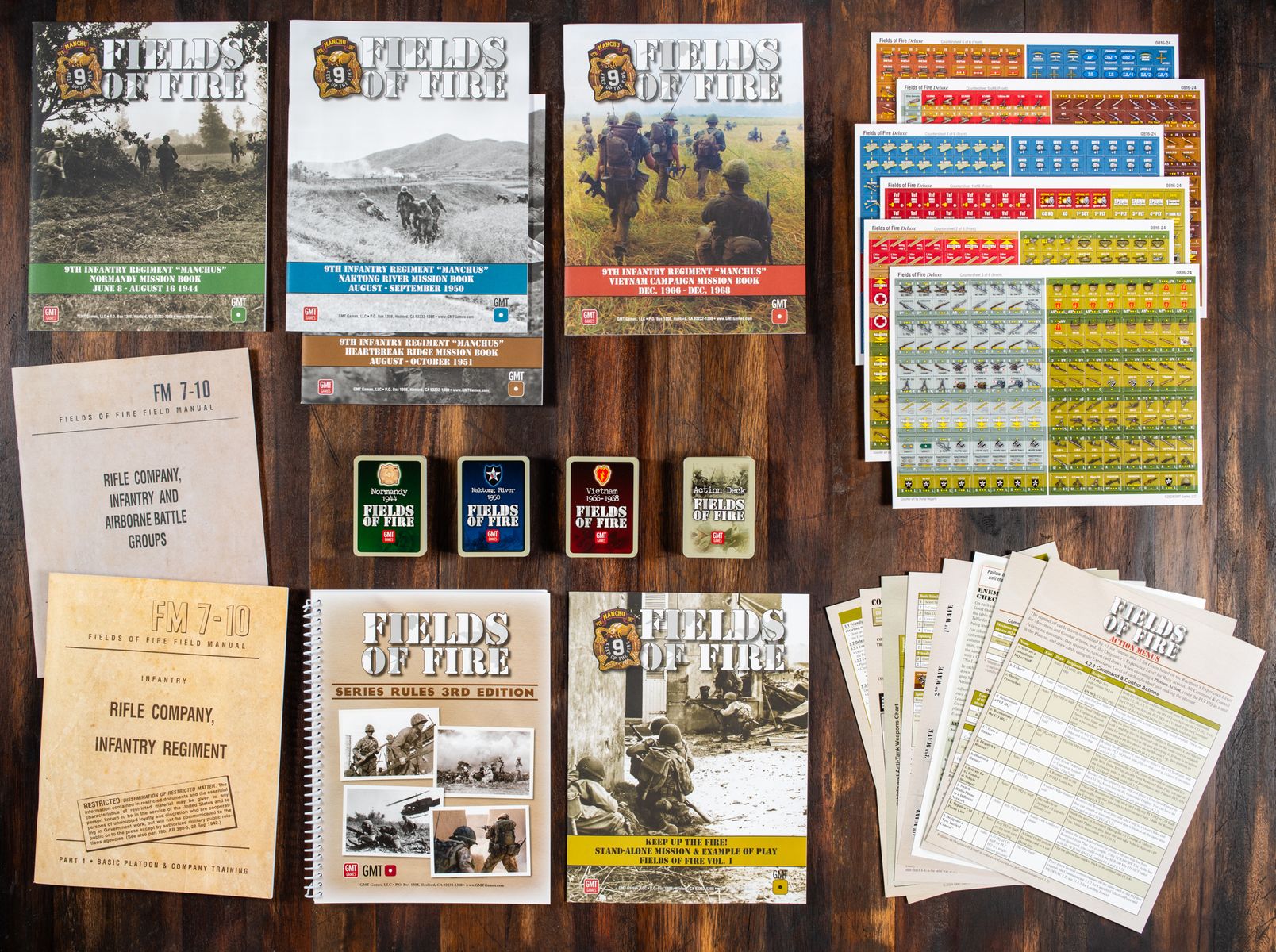 Fields of Fire Deluxe Edition components and printed materials