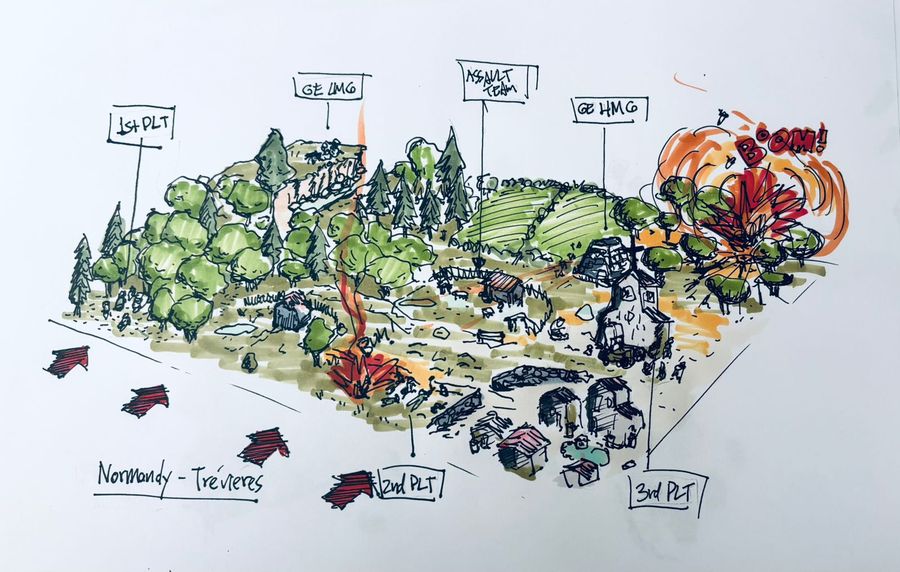 Fields of Fire Deluxe Edition Normandy mission laid out on a table