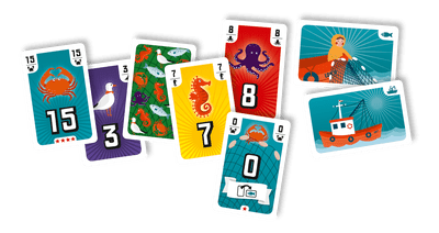 Fishing game card samples including suits and special cards