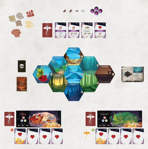 Flame and Fang board game set up for play