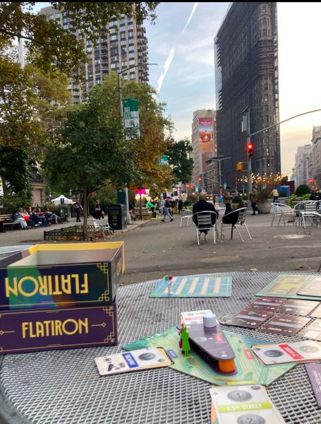 Flatiron board game full table setup