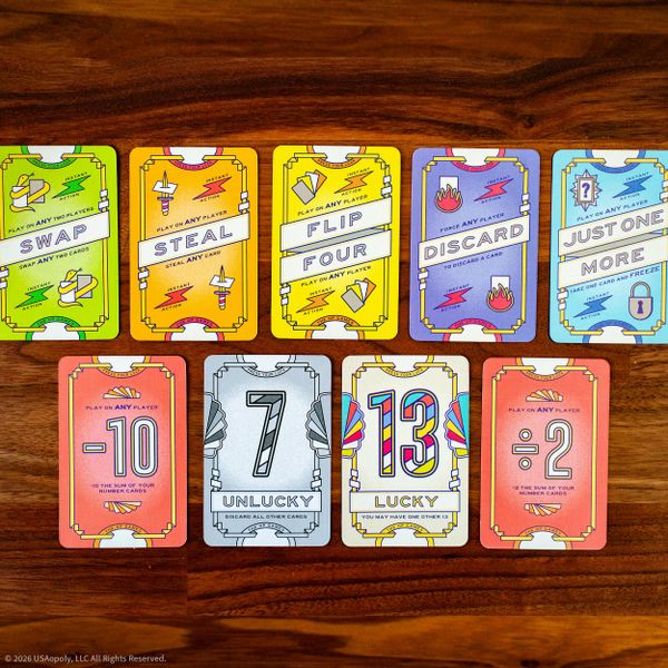 Flip 7 With A Vengeance action and modifier cards