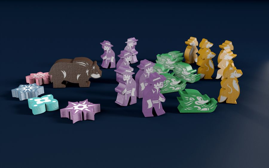 Flowar colorful worker meeples