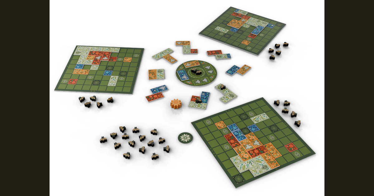 Flower Fields board game components