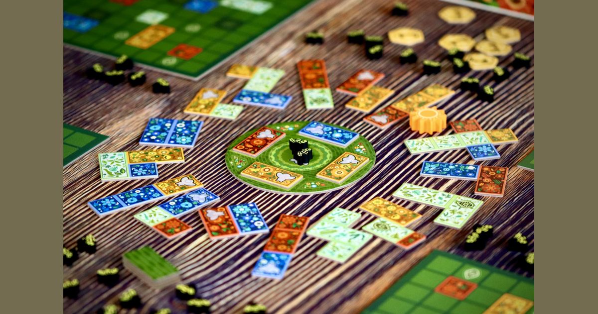 Completed Flower Fields garden of colorful tiles