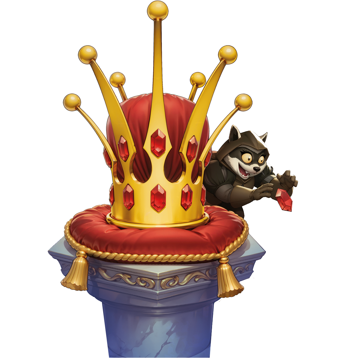 For a Crown crowned raccoon character