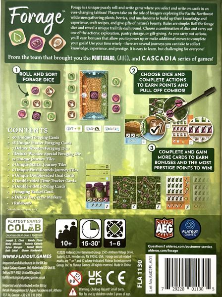 Forage board game box back