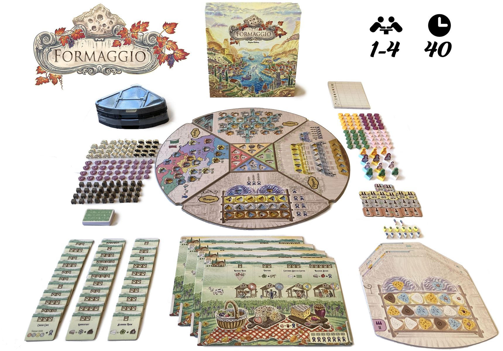 Formaggio board game components