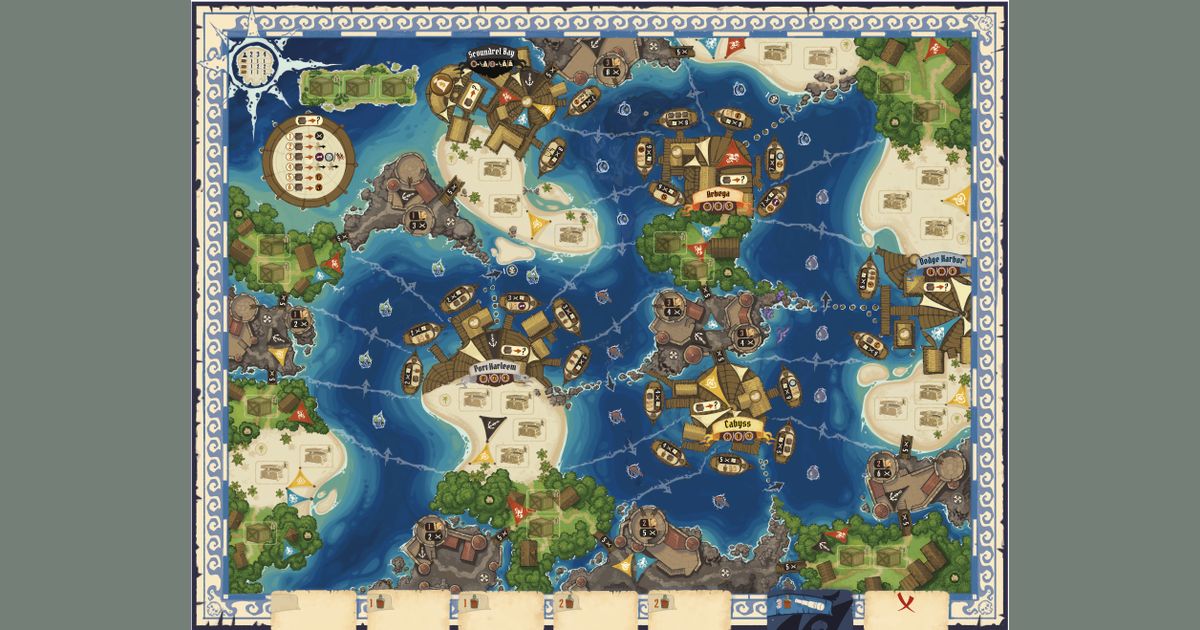 Fortunes of Scoundrel Bay pirate game components