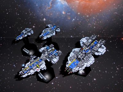 Full Thrust group of starship miniatures