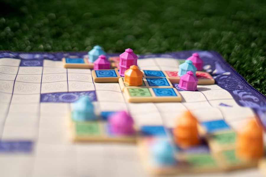 Colored wooden gazebo pieces