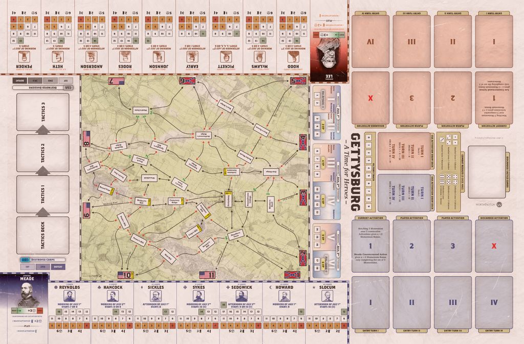 Gettysburg A Time for Heroes map and components