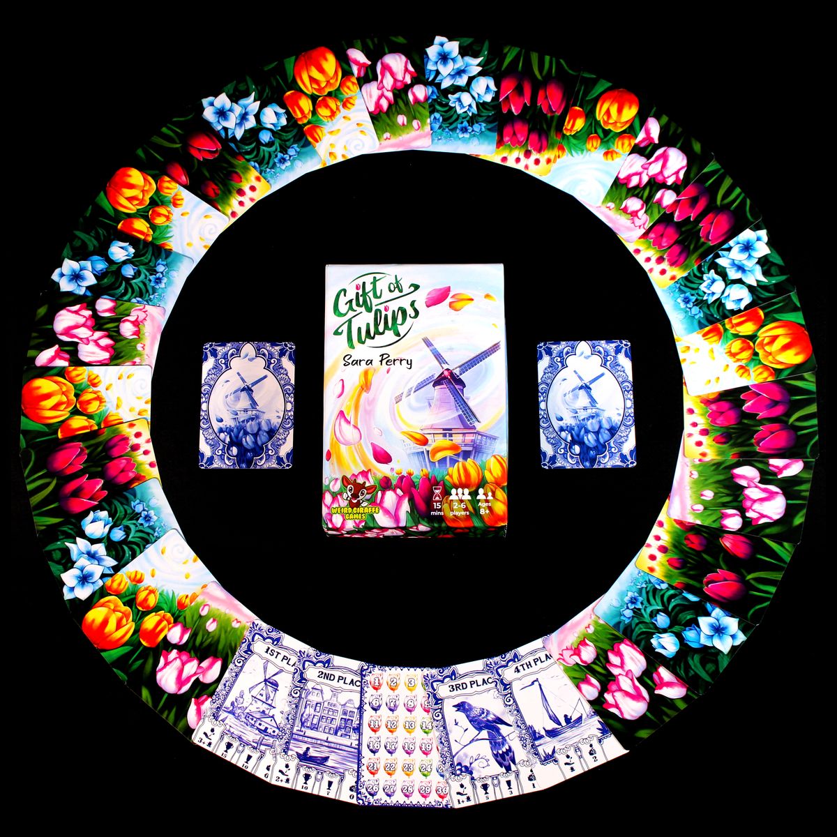 Gift of Tulips cards and box arranged for play