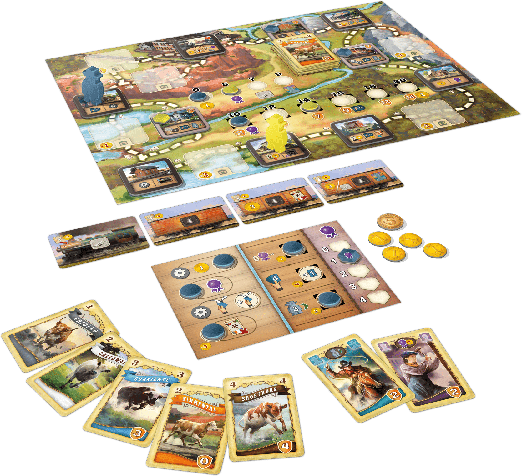 Great Western Trail El Paso board game components