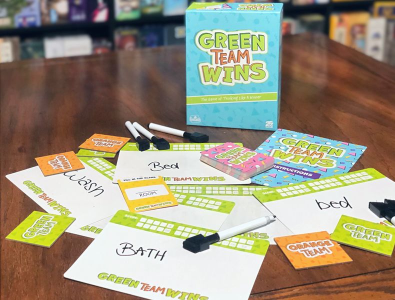 Green Team Wins cards boards and markers