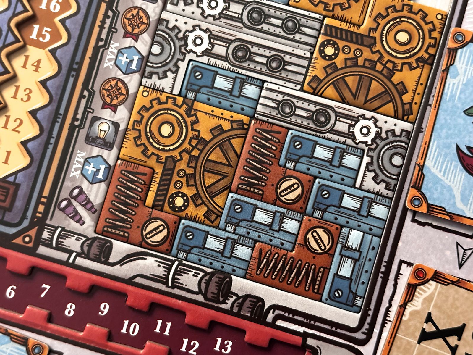 Grow Sky engine-room player board and pieces