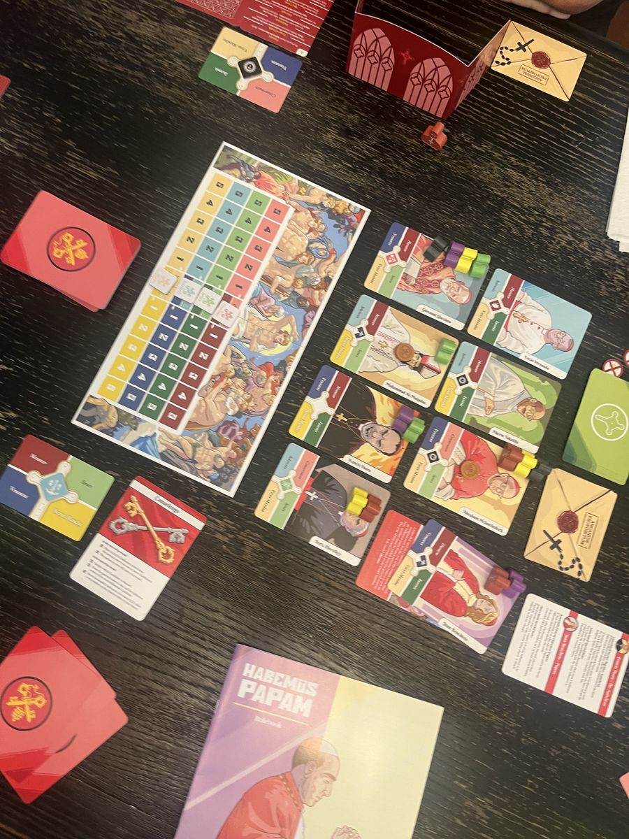 Habemus Papam board and player areas during play