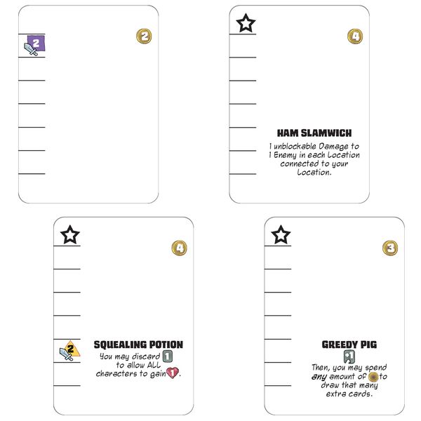 Ham Helsing transparent upgrade cards layered on equipment