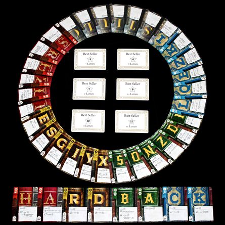 Hardback word building board game retail box