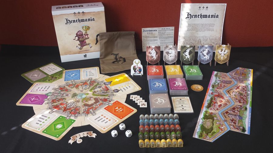 Henchmania deluxe components laid out