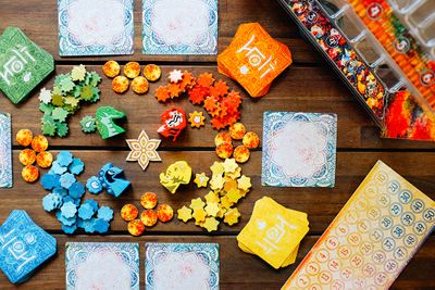 Holi Festival of Colors board game components