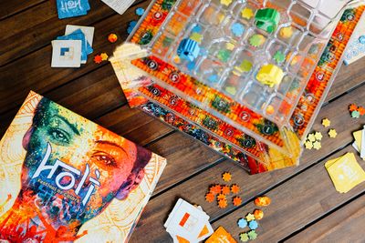 Holi Festival of Colors courtyard board from above
