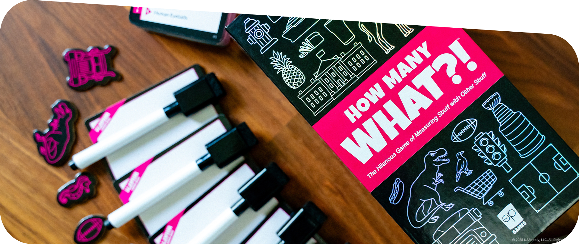 How Many What box with dry-erase pens and voting tokens