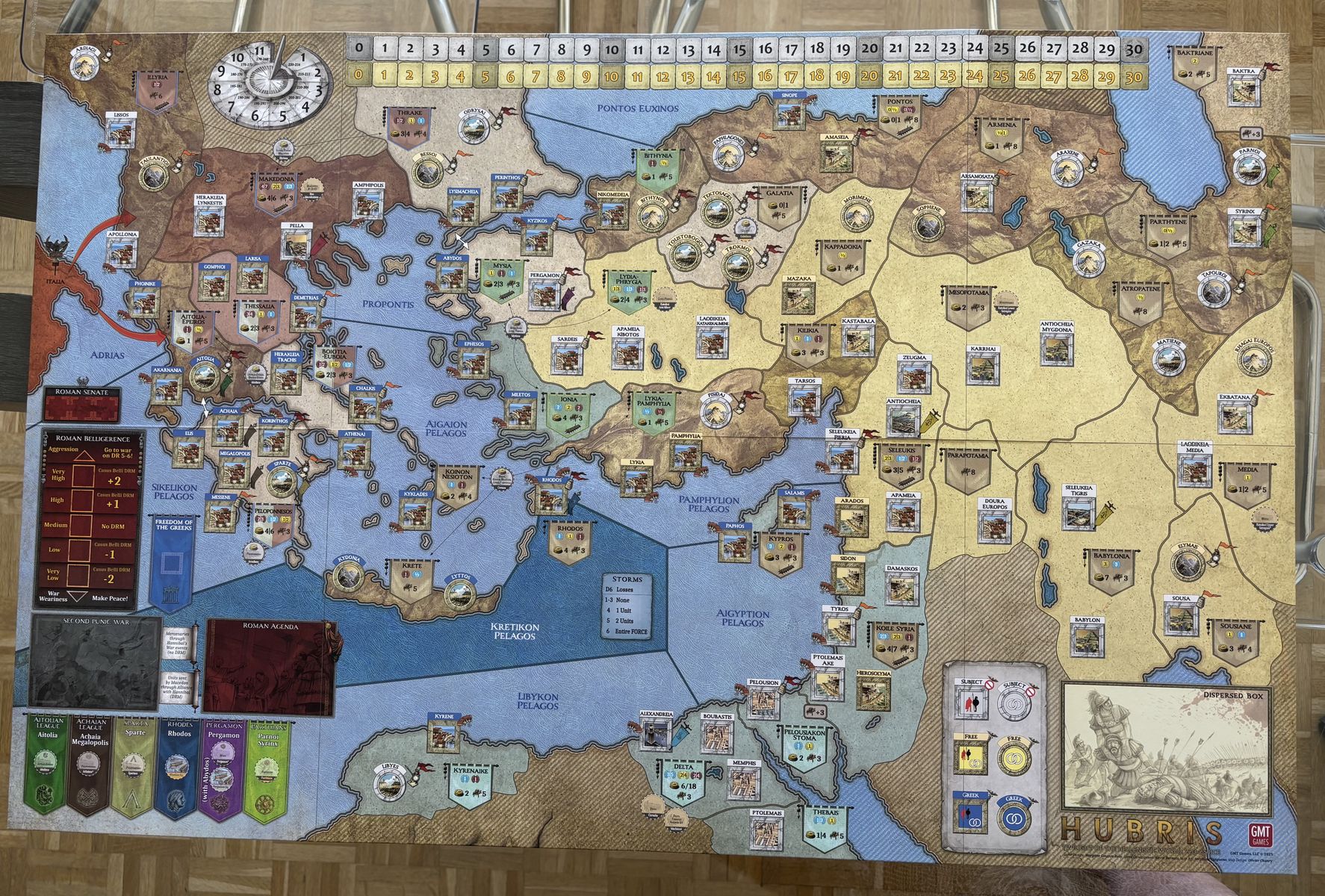 Hubris board during play