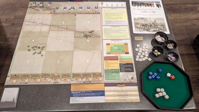 In Magnificent Style board game set up for solo play