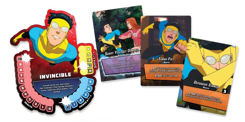 Invincible The Card Game hero cards and components
