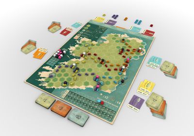 Irish Gauge game board with colored rail networks