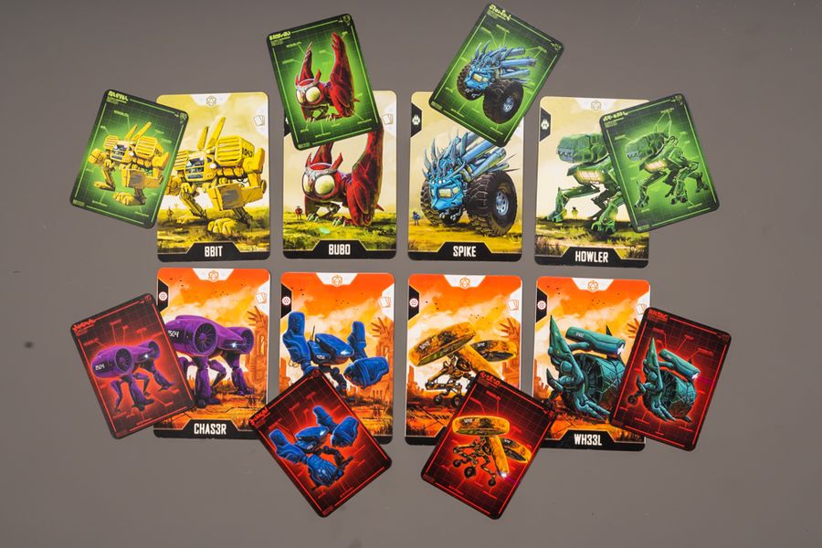 Iron Forest mecha miniatures and activation cards