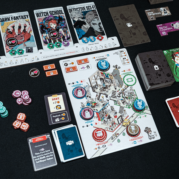 Jisogi Anime Studio Tycoon sample cards and components