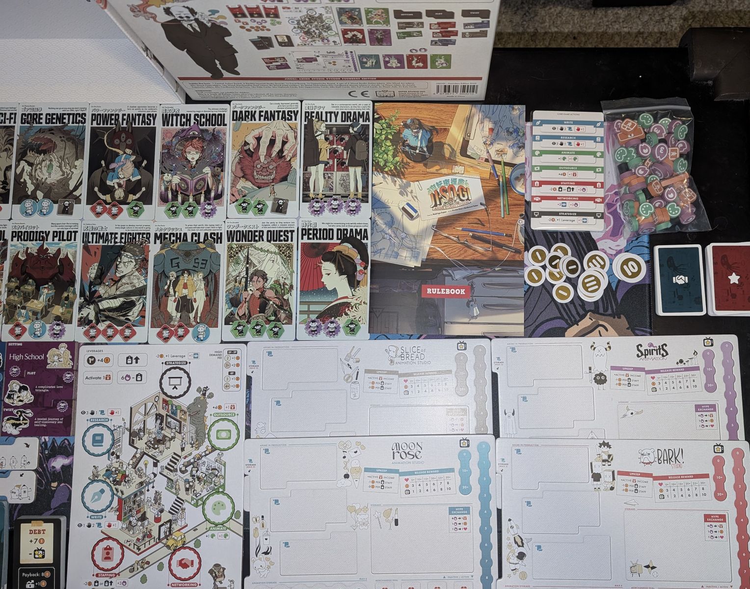 Jisogi Anime Studio Tycoon table setup
