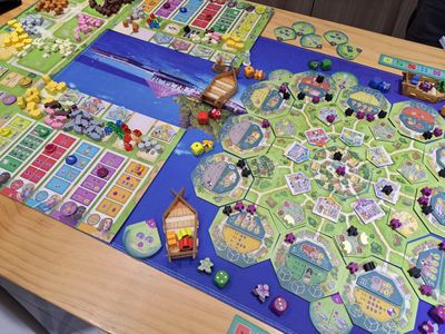 Keyside board game set up for two players
