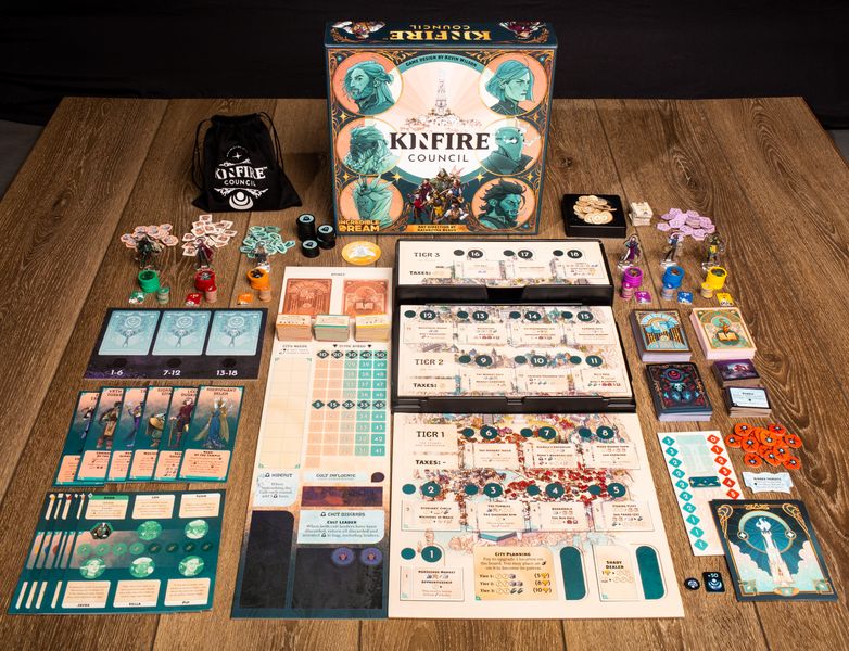 Kinfire Council game board during play