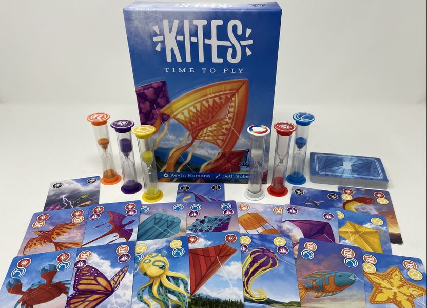 Kites game sand timers and cards