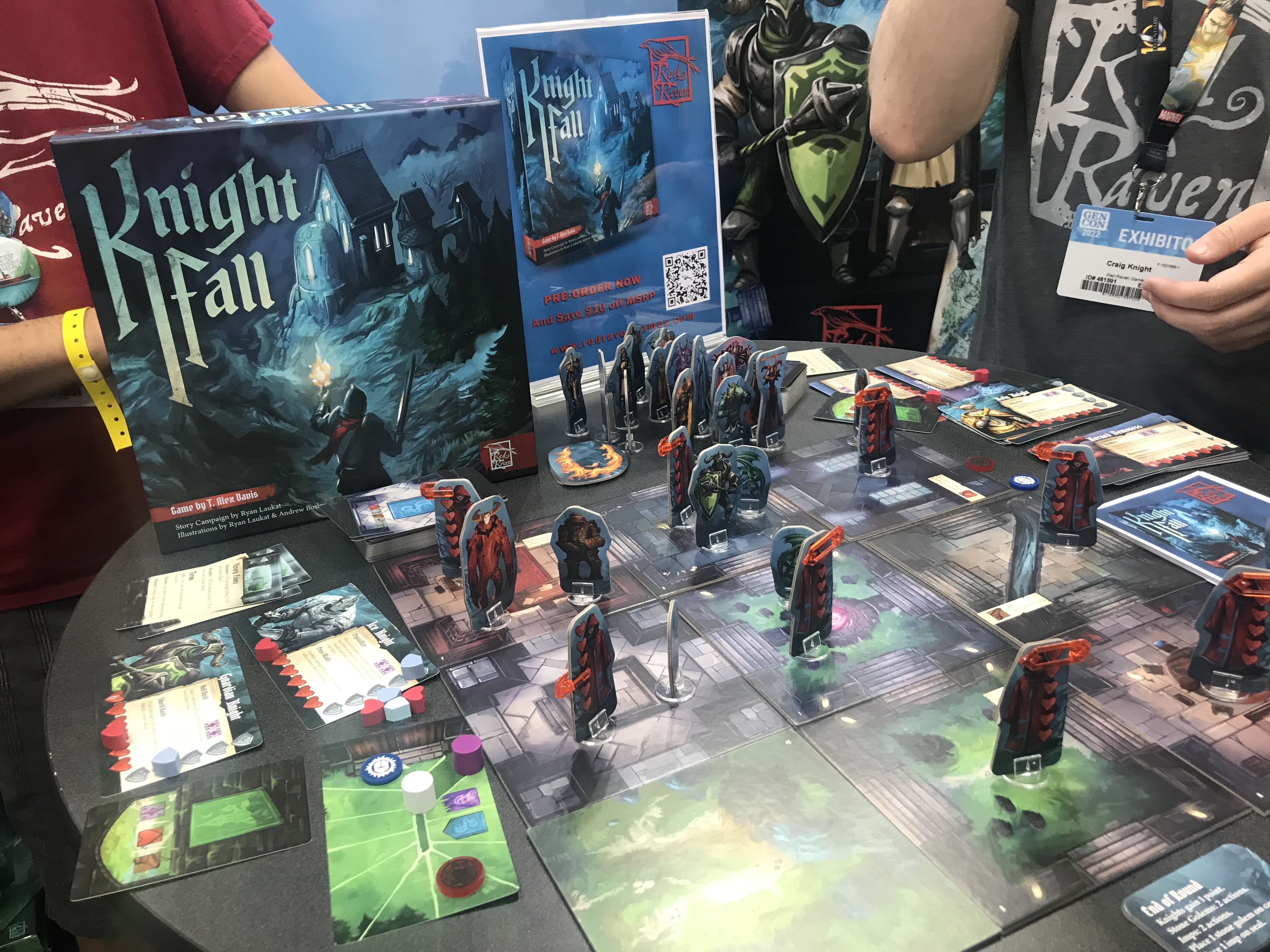Knight Fall game set up on a convention table