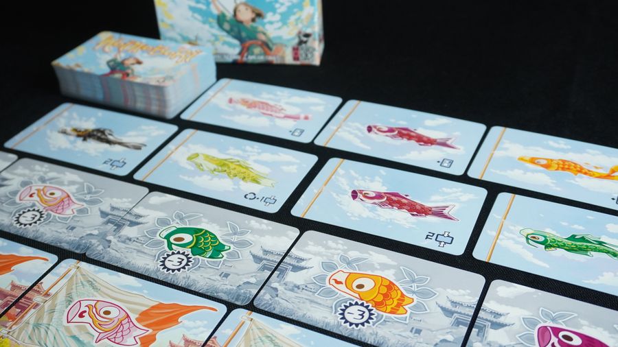 Koinobori game setup with rows of colorful cards