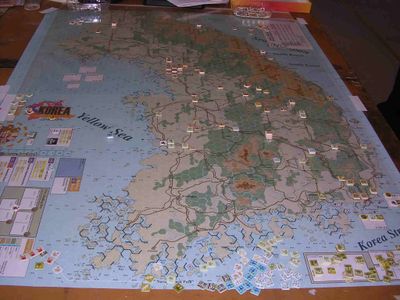 Korea The Forgotten War maps and counters in play