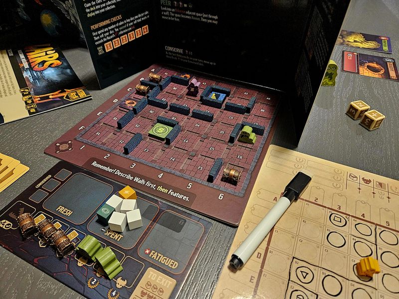 Lairs board game during a first exploration
