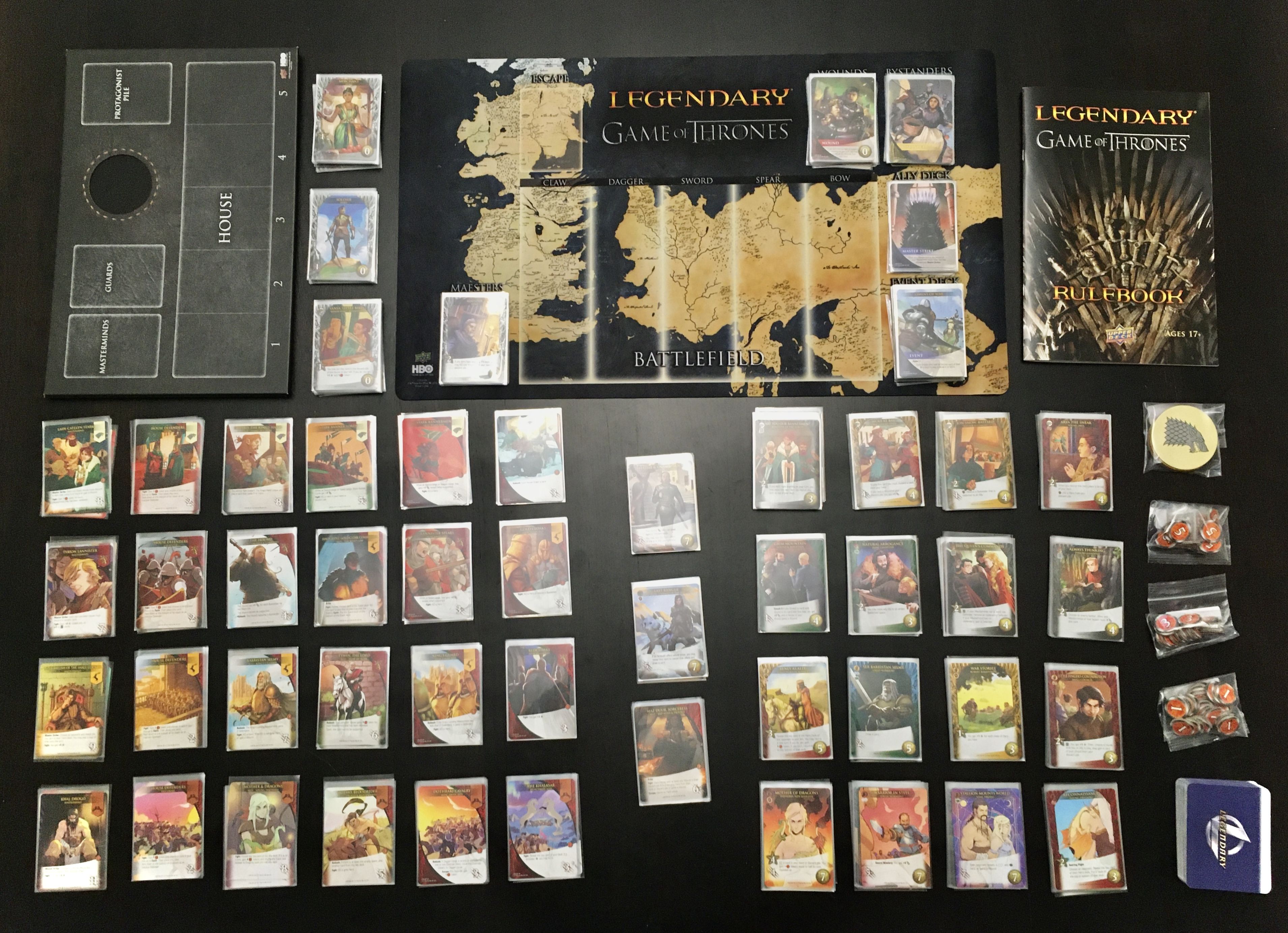 Close view of Legendary Game of Thrones cards