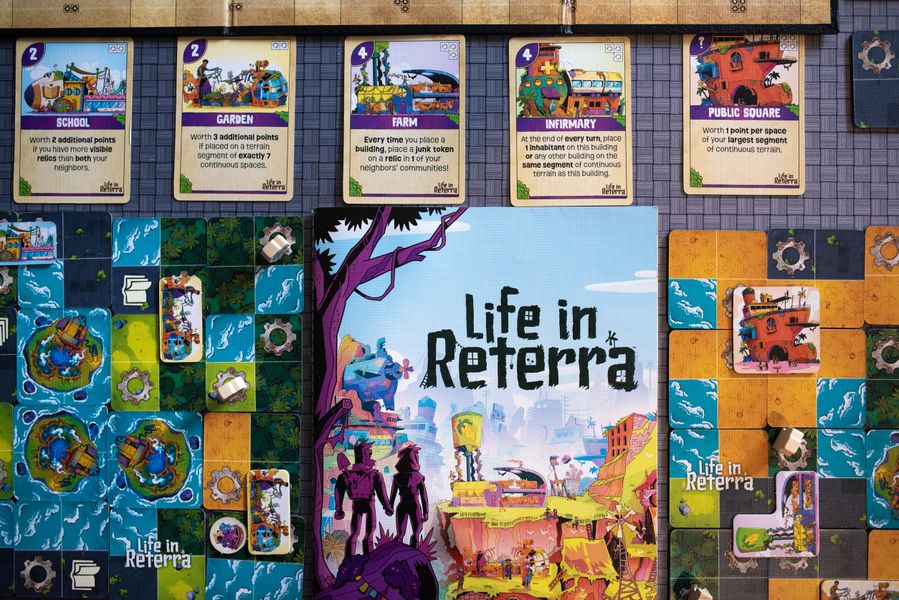 Life in Reterra game in progress on a table