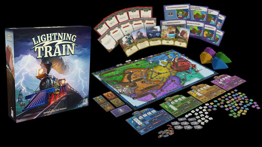 Lightning Train board game components