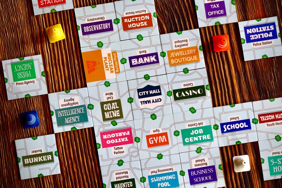 Link City illustrated tiles arranged during play