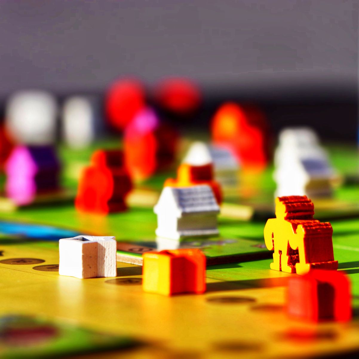 Little Town board during play with workers buildings and resources