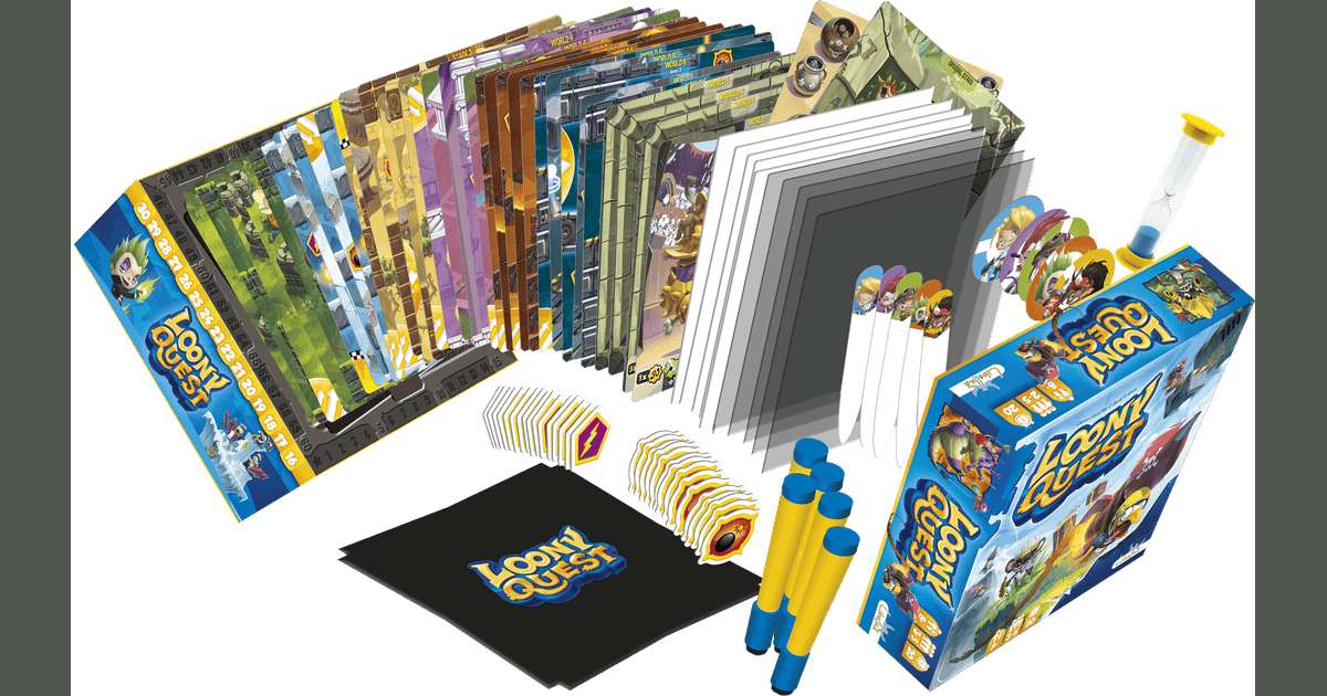 Loony Quest illustrated arcade level board