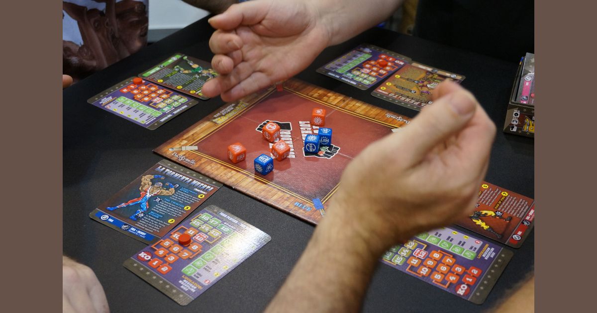Luchador dice game being played inside the ring